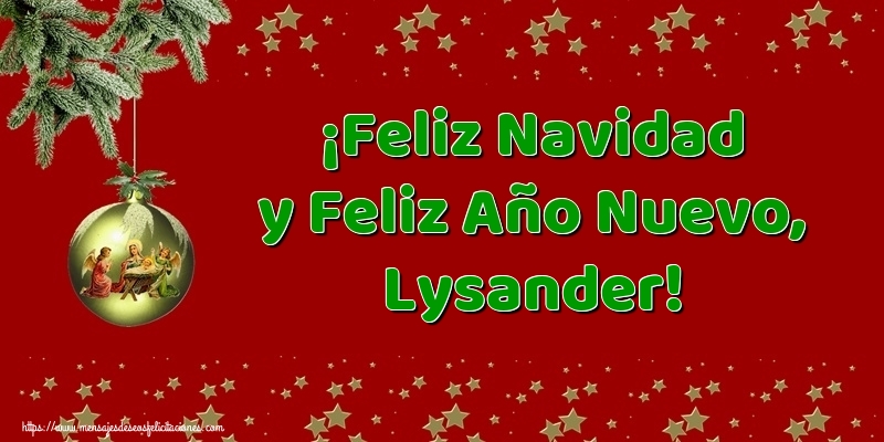 Felicitaciones de Navidad - Árbol De Navidad & Bolas De Navidad | ¡Feliz Navidad y Feliz Año Nuevo, Lysander!