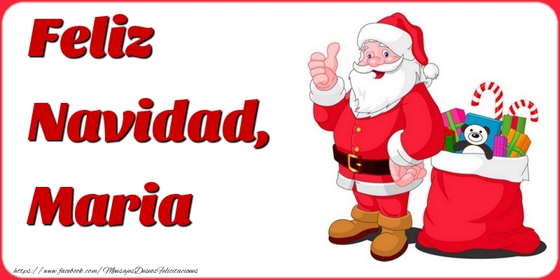 Felicitaciones de Navidad - Papá Noel & Regalo | Feliz Navidad, Maria