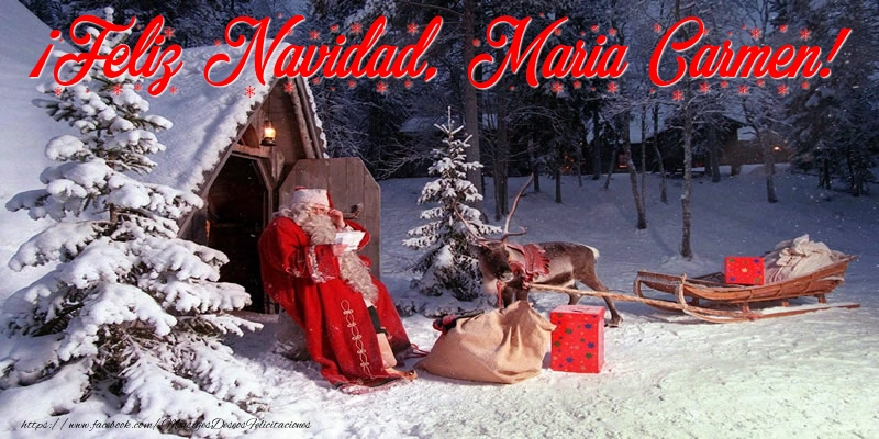 Felicitaciones de Navidad - Papá Noel & Regalo | ¡Feliz Navidad, Maria Carmen!