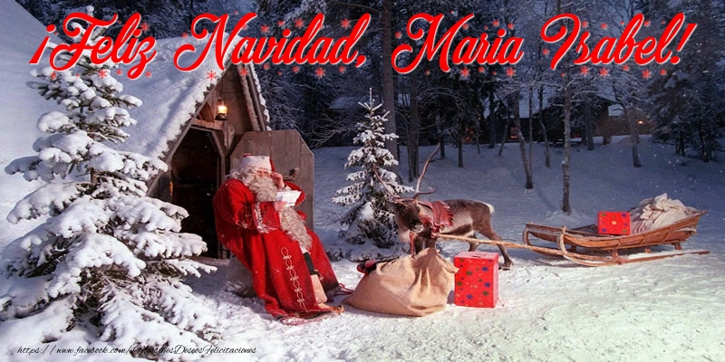 Felicitaciones de Navidad - Papá Noel & Regalo | ¡Feliz Navidad, Maria Isabel!