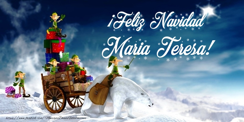  Felicitaciones de Navidad - Papá Noel & Regalo | ¡Feliz Navidad Maria Teresa!