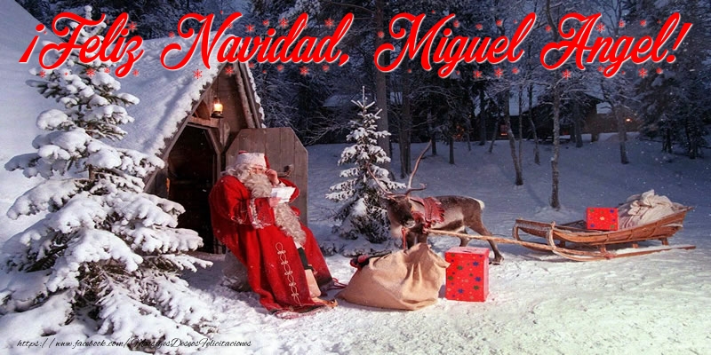 Felicitaciones de Navidad - Papá Noel & Regalo | ¡Feliz Navidad, Miguel Angel!
