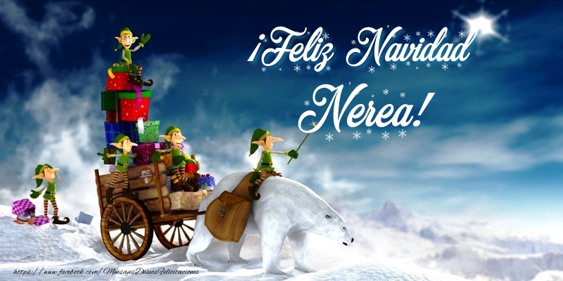 Felicitaciones de Navidad - Papá Noel & Regalo | ¡Feliz Navidad Nerea!