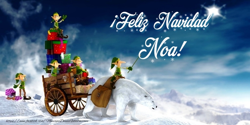 Felicitaciones de Navidad - Papá Noel & Regalo | ¡Feliz Navidad Noa!