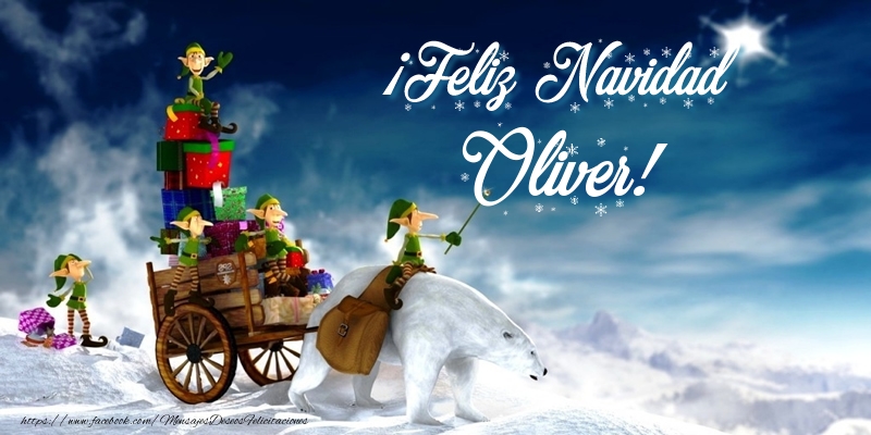 Felicitaciones de Navidad - Papá Noel & Regalo | ¡Feliz Navidad Oliver!