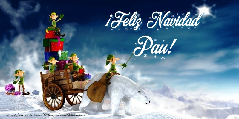 Felicitaciones de Navidad - Papá Noel & Regalo | ¡Feliz Navidad Pau!