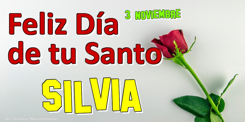 Felicitaciones de Onomástica - 3 Noviembre -  -  Feliz Día de tu Santo Silvia!