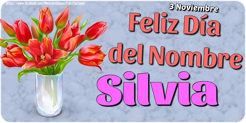Felicitaciones de Onomástica - 3 Noviembre - Feliz Día del Nombre Silvia!