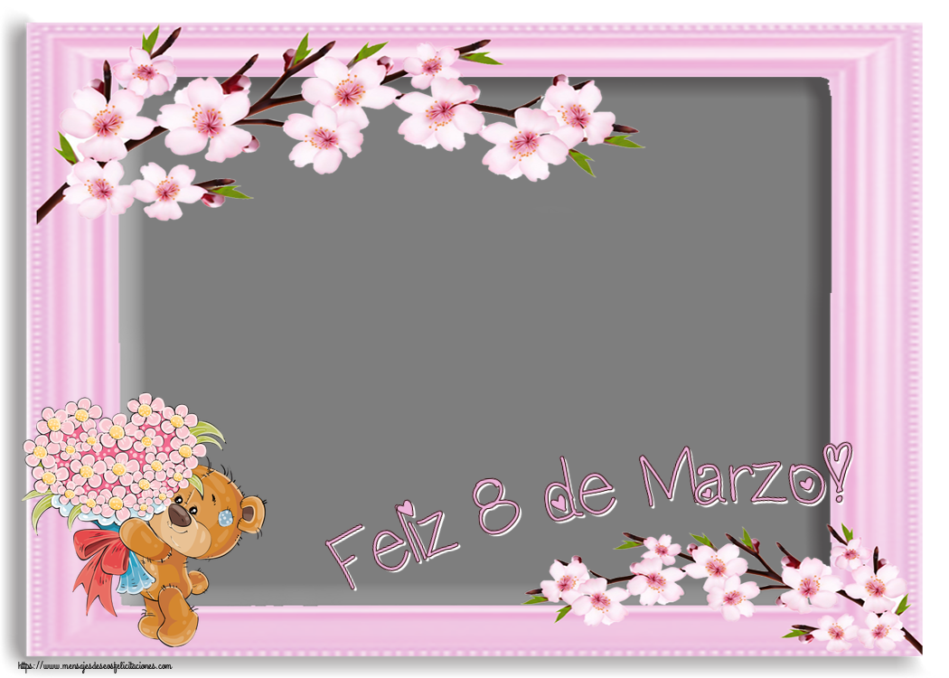 Felicitaciones Personalizadas para el día de la mujer - Flores & 1 Foto & Marco De Fotos | ¡Feliz 8 de Marzo! - Marco de foto