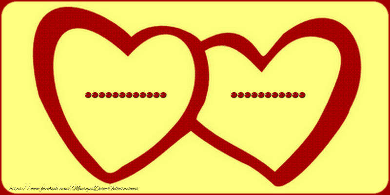 Felicitaciones Personalizadas de amor - Imagen con dos corazones rojos sobre un fondo verde
