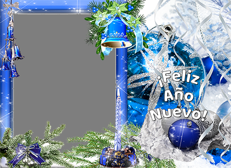 Felicitaciones Personalizadas de Año Nuevo - Árbol De Navidad & Bolas De Navidad & 1 Foto & Marco De Fotos | ¡Feliz Año Nuevo! - Marco de foto de Año Nuevo