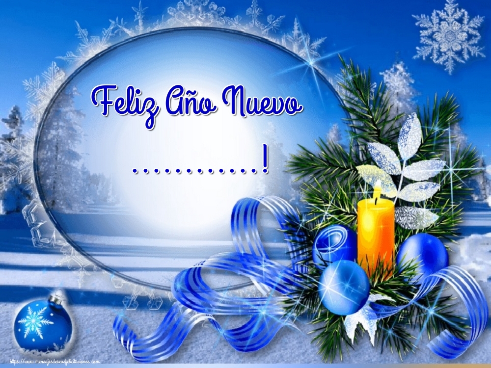 Felicitaciones Personalizadas de Año Nuevo - Árbol De Navidad & Bolas De Navidad & Vela | Feliz Año Nuevo ...!