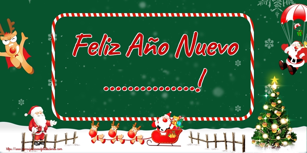 Felicitaciones Personalizadas de Año Nuevo - Árbol De Navidad & Bolas De Navidad & Papá Noel | Feliz Año Nuevo ...!