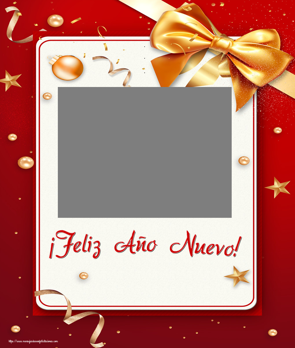 Felicitaciones Personalizadas de Año Nuevo - Bolas De Navidad & Marco De Fotos & 1 Foto | ¡Feliz Año Nuevo! - Marco de foto de Año Nuevo