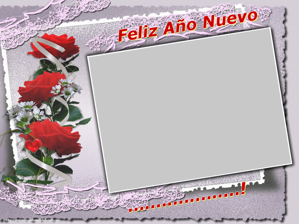 Felicitaciones Personalizadas de Año Nuevo - Marco De Fotos & Rosas & 1 Foto | Feliz Año Nuevo ...! - Marco de foto de Año Nuevo