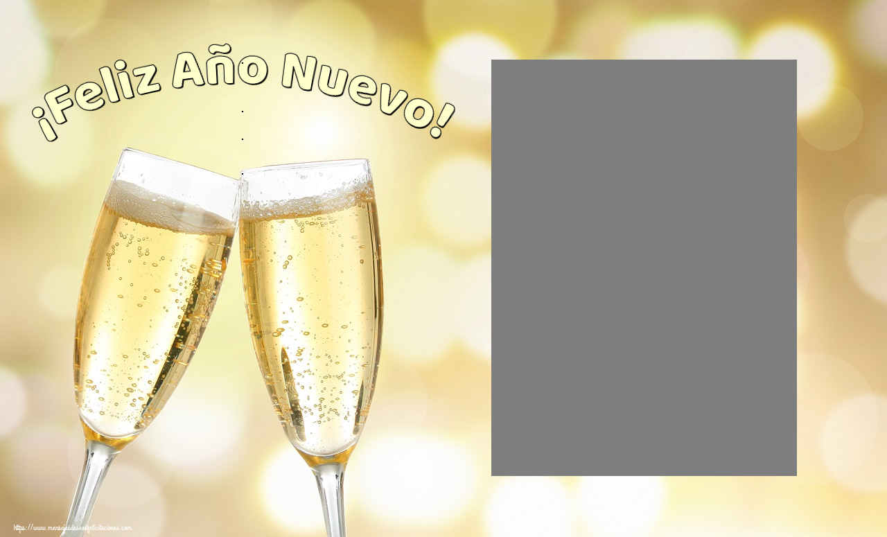Felicitaciones Personalizadas de Año Nuevo - Champán & 1 Foto & Marco De Fotos | ¡Feliz Año Nuevo! - Marco de foto de Año Nuevo