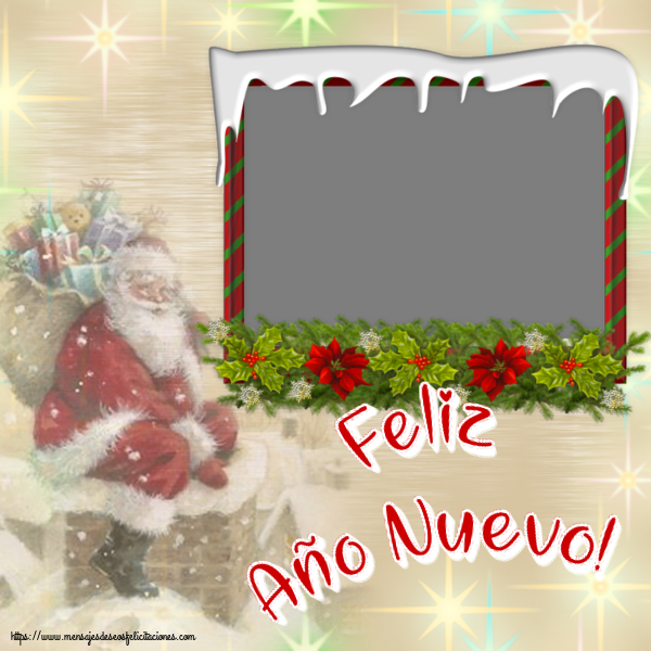Felicitaciones Personalizadas de Año Nuevo - Papá Noel & 1 Foto & Marco De Fotos | Feliz Año Nuevo! - Marco de foto