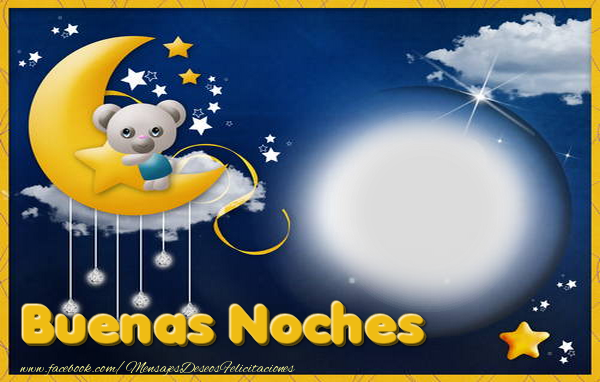 Felicitaciones Personalizadas de buenas noches - Luna & Marco De Fotos & Osos & 1 Foto | Buenas Noches