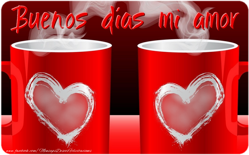 Felicitaciones Personalizadas de buenos días - Café & Corazón & 2 Fotos & Collage & Marco De Fotos | Buenos días mi amor