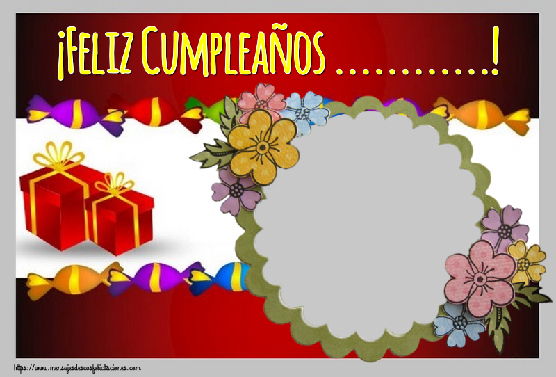 Felicitaciones Personalizadas de cumpleaños - 🌼 Flores & Marco De Fotos & Regalo & 1 Foto | ¡Feliz Cumpleaños ...!