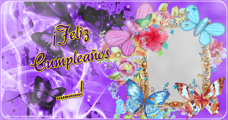 Felicitaciones Personalizadas de cumpleaños - 🌼 Flores & Marco De Fotos & 1 Foto | ¡Feliz Cumpleaños ...! - Marco de foto de Cumpleaños