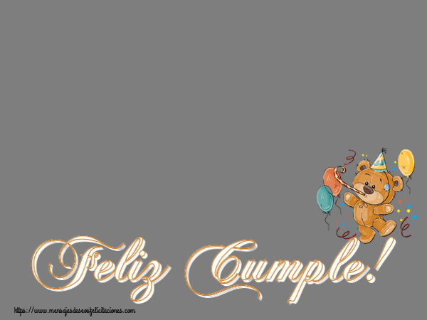 Felicitaciones Personalizadas de cumpleaños - 1 Foto & Marco De Fotos | Feliz Cumple! - Imagen con oso de peluche y globos