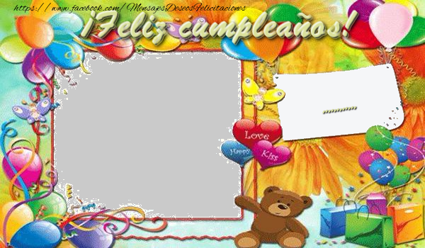 Felicitaciones Personalizadas de cumpleaños - Globos & Marco De Fotos & Osos & Regalo & 1 Foto | ¡Feliz Cumpleaños ...!