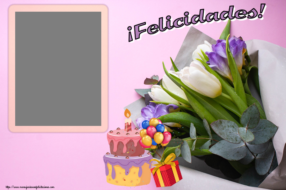 Felicitaciones Personalizadas de cumpleaños - 🎂 Tartas & 1 Foto & Marco De Fotos | ¡Felicidades! - Marco de foto