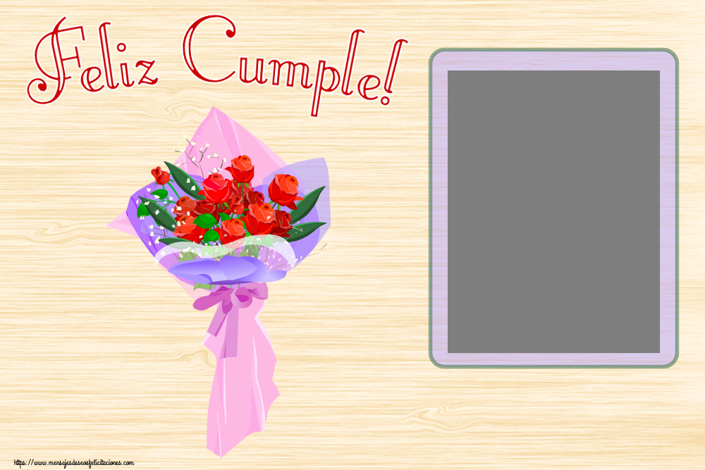 Felicitaciones Personalizadas de cumpleaños - 🌼 Flores & 1 Foto & Marco De Fotos | Feliz Cumple! - Marco de foto ~ rosas clipart