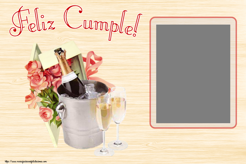 Felicitaciones Personalizadas de cumpleaños - 1 Foto & Marco De Fotos | Feliz Cumple! - Marco de foto ~ champán y rosas de fiesta