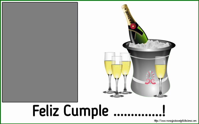 Felicitaciones Personalizadas de cumpleaños - 🥂🍾 Champán & 1 Foto & Marco De Fotos | Feliz Cumple ...! - Marco de foto