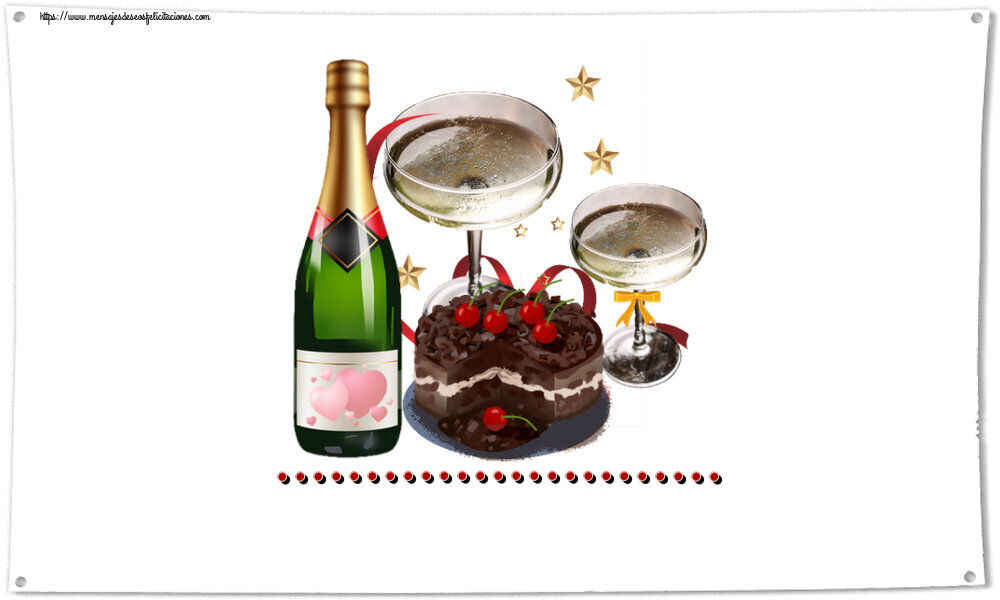 Felicitaciones Personalizadas de cumpleaños - ... ~ tarta de chocolate, champán con corazones