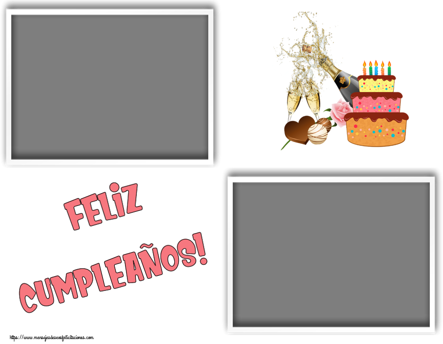 Felicitaciones Personalizadas de cumpleaños - 2 Fotos & Collage & Marco De Fotos | ¡Feliz Cumpleaños! - Marco de foto