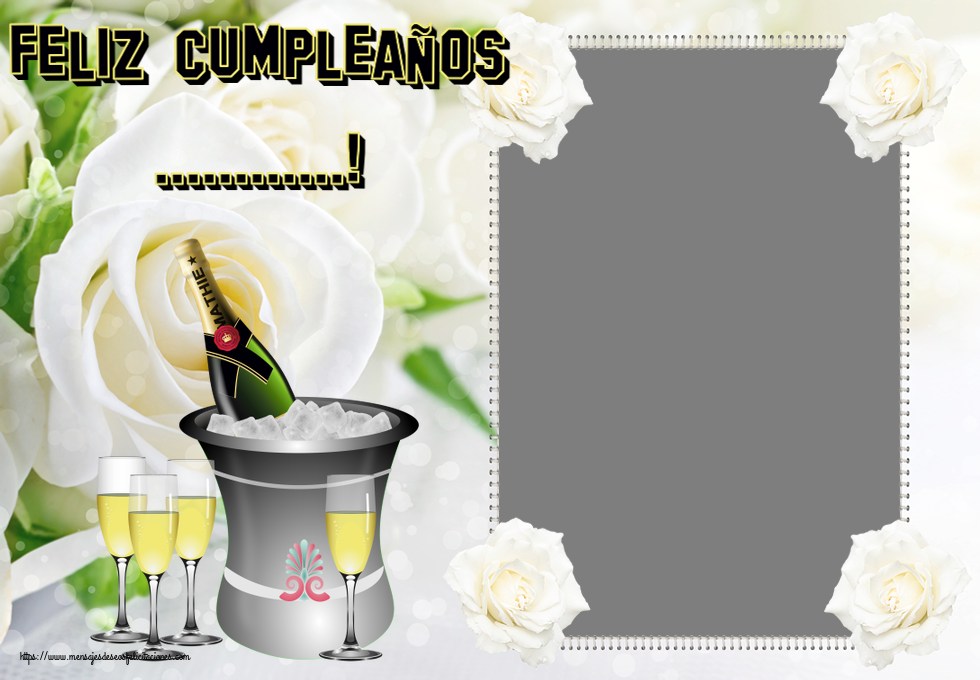 Felicitaciones Personalizadas de cumpleaños - ¡Feliz Cumpleaños ...! - Marco de foto con cubo y copas de champán
