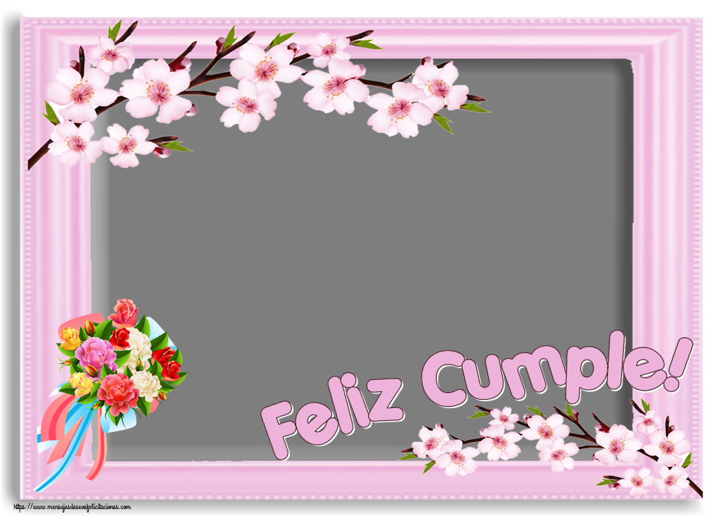 Felicitaciones Personalizadas de cumpleaños - 🌼 Feliz Cumple! - Marco de foto ~ ramo de flores multicolor