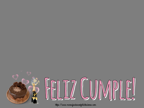 Felicitaciones Personalizadas de cumpleaños - Feliz Cumple! - Marco de foto ~ tarta de chocolate y champán