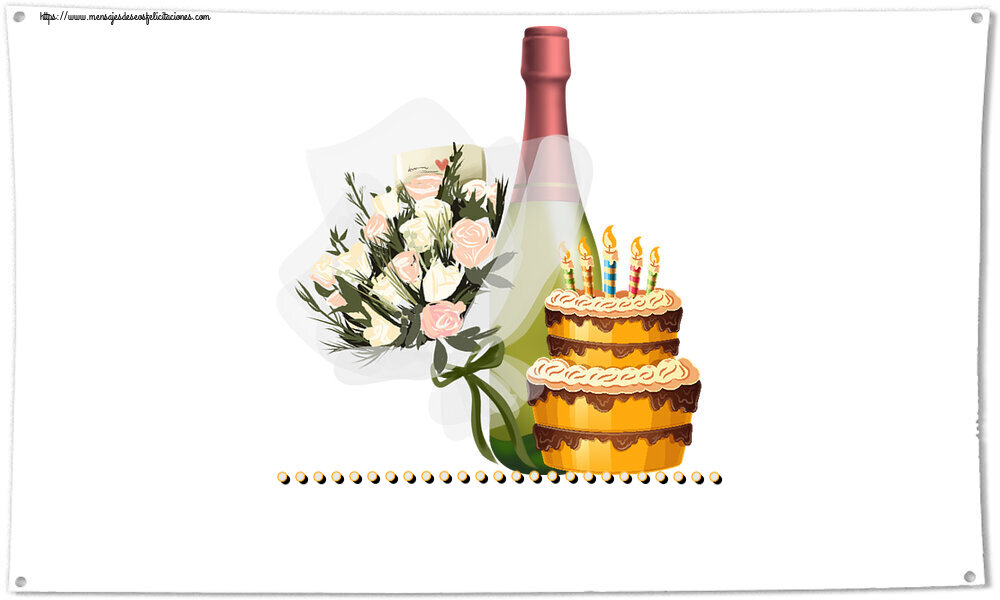 Felicitaciones Personalizadas de cumpleaños - ... ~ tarta, champán y flores