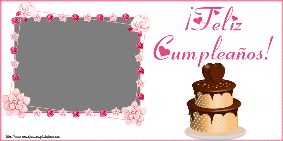 Felicitaciones Personalizadas de cumpleaños - ¡Feliz Cumpleaños! - Marco de foto ~ tarta de chocolate clipart
