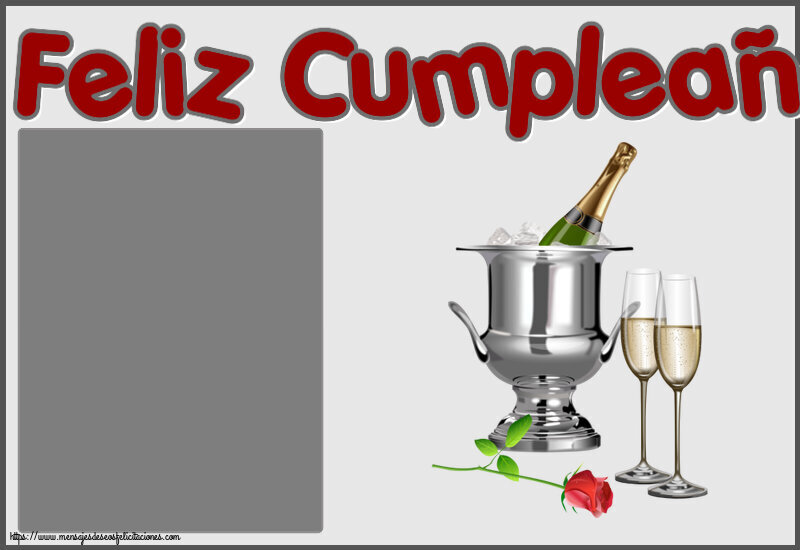 Felicitaciones Personalizadas de cumpleaños - 1 Foto & Marco De Fotos | Feliz Cumpleaños! - Marco de foto ~ cubo de champán y rosa