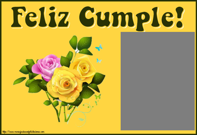 Felicitaciones Personalizadas de cumpleaños - 🌼 Flores & 1 Foto & Marco De Fotos | Feliz Cumple! - Marco de foto ~ tres rosas
