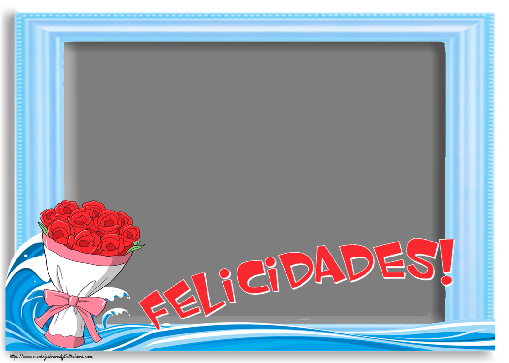 Felicitaciones Personalizadas de cumpleaños - Felicidades! - Marco de foto ~ dibujo con ramo de flores