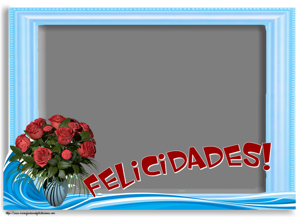 Felicitaciones Personalizadas de cumpleaños - 🌼 Flores & 1 Foto & Marco De Fotos | Felicidades! - Marco de foto ~ jarrón con rosas
