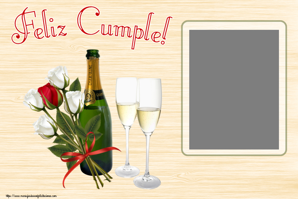Felicitaciones Personalizadas de cumpleaños - Feliz Cumple! - Marco de foto ~ 4 rosas blancas y una rosa roja