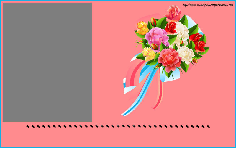 Felicitaciones Personalizadas de cumpleaños - ... - Marco de foto ~ ramo de flores multicolor