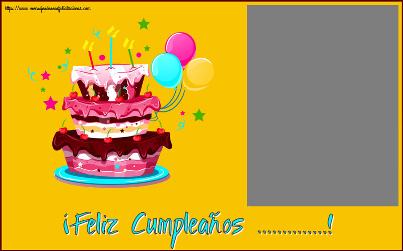 Felicitaciones Personalizadas de cumpleaños - 🎂 Tartas & 1 Foto & Marco De Fotos | ¡Feliz Cumpleaños ...! - Marco de foto ~ tarta clipart