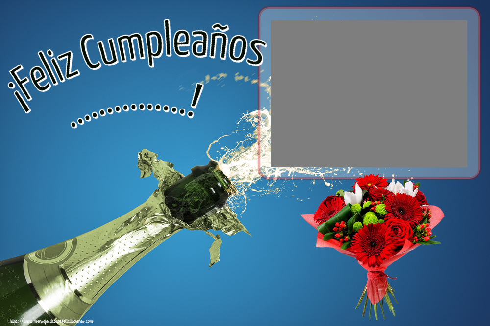 Felicitaciones Personalizadas de cumpleaños - 🌼 Flores & 1 Foto & Marco De Fotos | ¡Feliz Cumpleaños ...! - Marco de foto ~ ramo de gerberas