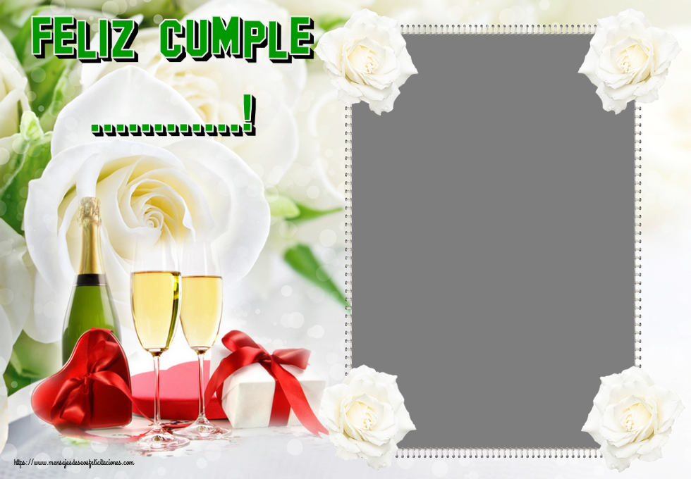 Felicitaciones Personalizadas de cumpleaños - 🥂🍾 Feliz Cumple ...! - Marco de foto ~ champán y regalos
