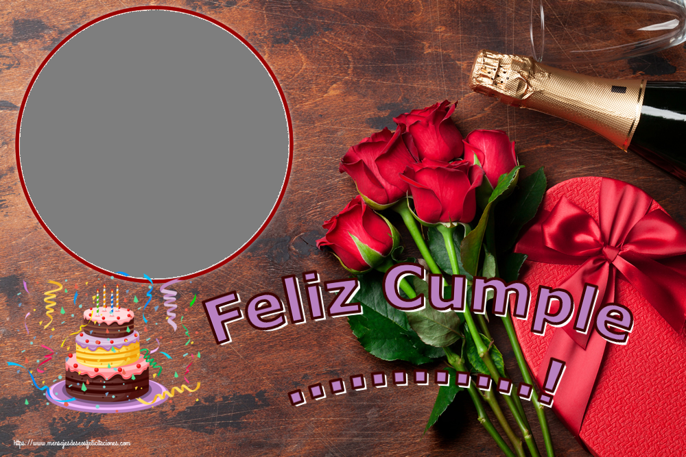 Felicitaciones Personalizadas de cumpleaños - 🎂 Tartas & 1 Foto & Marco De Fotos | Feliz Cumple ...! - Marco de foto ~ tarta y confeti