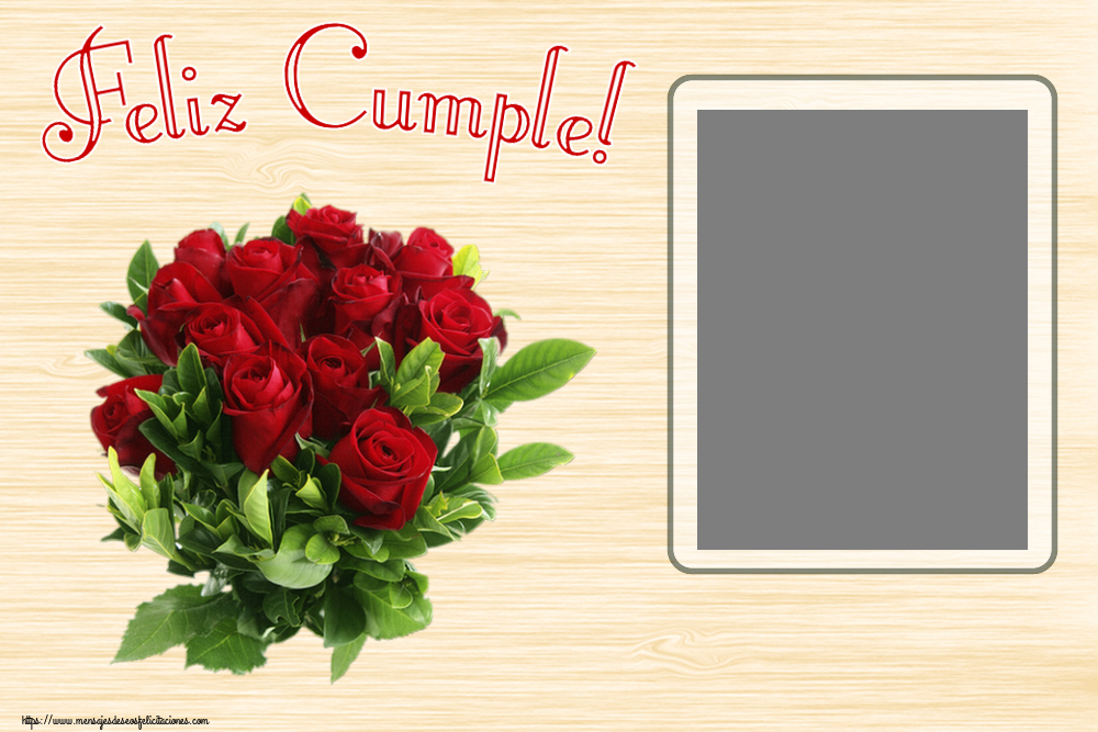 Felicitaciones Personalizadas de cumpleaños - Flores & 1 Foto & Marco De Fotos | Feliz Cumple! - Marco de foto