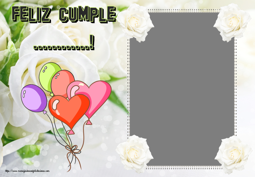 Felicitaciones Personalizadas de cumpleaños - Feliz Cumple ...! - Marco de foto ~ 5 globos de colores